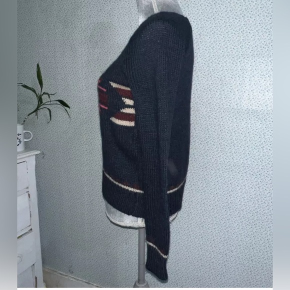 Hollister Navy Blue Sweater Aztec Crew Neck Oversized Women's XS - Picture 6 of 6